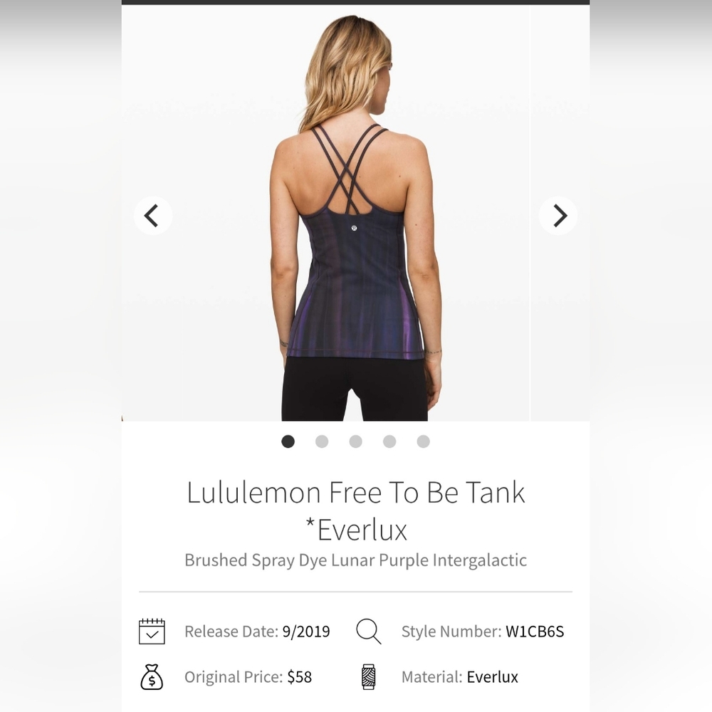Like New Lululemon Free To Be Tank Size 6